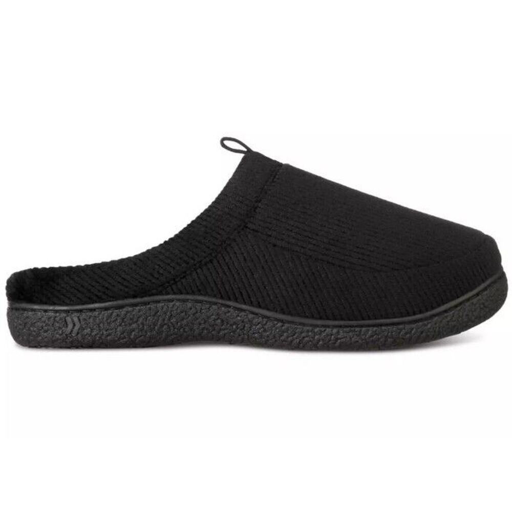 Isotoner Mens Wallace Corduroy Comfort Slides Slippers Men's Size 8-9 Black